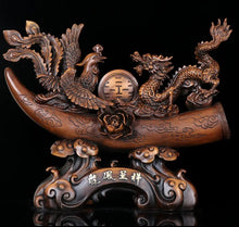 Load image into Gallery viewer, Chinese Feng Shui Lucky Wealth Lucky Dragon-Phoenix Statue Home/Office Decor Sculpture Craft Living Room TV Cabinet Fortune Ornament Housewarming Gift