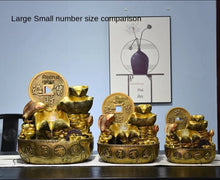 Load image into Gallery viewer, Chinese Feng Shui Lucky Wealth Gold Fish Coin Fountain Statue Home/Office Decor Sculpture Craft Living Room TV Cabinet Fortune Ornament Housewarming Gift