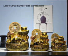 Load image into Gallery viewer, Chinese Feng Shui Lucky Wealth Gold Fish Coin Fountain Statue Home/Office Decor Sculpture Craft Living Room TV Cabinet Fortune Ornament Housewarming Gift
