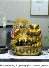 Load image into Gallery viewer, Chinese Feng Shui Lucky Wealth Gold Fish Coin Fountain Statue Home/Office Decor Sculpture Craft Living Room TV Cabinet Fortune Ornament Housewarming Gift