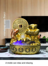 Load image into Gallery viewer, Chinese Feng Shui Lucky Wealth Gold Fish Coin Fountain Statue Home/Office Decor Sculpture Craft Living Room TV Cabinet Fortune Ornament Housewarming Gift