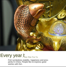 Load image into Gallery viewer, Chinese Feng Shui Lucky Wealth Gold Fish Coin Fountain Statue Home/Office Decor Sculpture Craft Living Room TV Cabinet Fortune Ornament Housewarming Gift