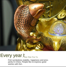 Load image into Gallery viewer, Chinese Feng Shui Lucky Wealth Gold Fish Coin Fountain Statue Home/Office Decor Sculpture Craft Living Room TV Cabinet Fortune Ornament Housewarming Gift