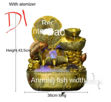 Load image into Gallery viewer, Chinese Feng Shui Lucky Wealth Gold Fish Coin Fountain Statue Home/Office Decor Sculpture Craft Living Room TV Cabinet Fortune Ornament Housewarming Gift