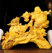 Load image into Gallery viewer, Chinese Feng Shui Lucky Wealth Blessing Happy Buddha Money Bag Statue Home/Office Decor Sculpture Craft Living Room TV Cabinet Fortune Ornament Housewarming Gift