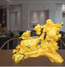 Load image into Gallery viewer, Chinese Feng Shui Lucky Wealth Blessing Happy Buddha Money Bag Statue Home/Office Decor Sculpture Craft Living Room TV Cabinet Fortune Ornament Housewarming Gift