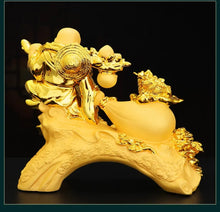 Load image into Gallery viewer, Chinese Feng Shui Lucky Wealth Blessing Happy Buddha Money Bag Statue Home/Office Decor Sculpture Craft Living Room TV Cabinet Fortune Ornament Housewarming Gift