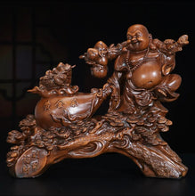 Load image into Gallery viewer, Chinese Feng Shui Lucky Wealth Blessing Happy Buddha Money Bag Statue Home/Office Decor Sculpture Craft Living Room TV Cabinet Fortune Ornament Housewarming Gift