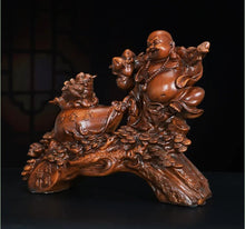 Load image into Gallery viewer, Chinese Feng Shui Lucky Wealth Blessing Happy Buddha Money Bag Statue Home/Office Decor Sculpture Craft Living Room TV Cabinet Fortune Ornament Housewarming Gift