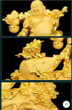 Load image into Gallery viewer, Chinese Feng Shui Lucky Wealth Blessing Happy Buddha Money Bag Statue Home/Office Decor Sculpture Craft Living Room TV Cabinet Fortune Ornament Housewarming Gift