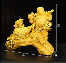 Load image into Gallery viewer, Chinese Feng Shui Lucky Wealth Blessing Happy Buddha Money Bag Statue Home/Office Decor Sculpture Craft Living Room TV Cabinet Fortune Ornament Housewarming Gift