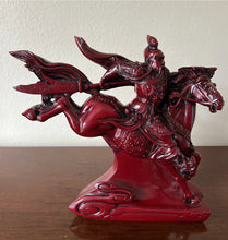 Load image into Gallery viewer, 8"H Chinese Feng Shui Lucky Wealth Success GuanYu God of War On Galloping Horse Statue Home/Office Decor Sculpture Craft Living Room TV Cabinet Fortune Ornament Housewarming Gift