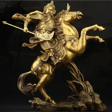 Load image into Gallery viewer, 35cm/13.78"H Chinese Feng Shui Lucky Wealth Success Brass GuanYu God of War On Galloping Horse Statue Home/Office Decor Sculpture Craft Living Room TV Cabinet Fortune Ornament Housewarming Gift