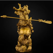 Load image into Gallery viewer, 35cm/13.78"H Chinese Feng Shui Lucky Wealth Success Brass GuanYu God of War On Galloping Horse Statue Home/Office Decor Sculpture Craft Living Room TV Cabinet Fortune Ornament Housewarming Gift