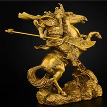 Load image into Gallery viewer, 35cm/13.78"H Chinese Feng Shui Lucky Wealth Success Brass GuanYu God of War On Galloping Horse Statue Home/Office Decor Sculpture Craft Living Room TV Cabinet Fortune Ornament Housewarming Gift