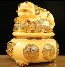 Load image into Gallery viewer, Chinese Feng Shui Wealth Gold Ingot Lucky Money Piggy Bank Statue Home/Office Decor Sculpture Craft Living Room TV Cabinet Fortune Ornament Housewarming Gift