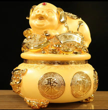 Load image into Gallery viewer, Chinese Feng Shui Wealth Gold Ingot Lucky Money Piggy Bank Statue Home/Office Decor Sculpture Craft Living Room TV Cabinet Fortune Ornament Housewarming Gift