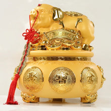 Load image into Gallery viewer, Chinese Feng Shui Wealth Gold Ingot Lucky Money Piggy Bank Statue Home/Office Decor Sculpture Craft Living Room TV Cabinet Fortune Ornament Housewarming Gift