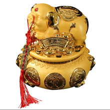 Load image into Gallery viewer, Chinese Feng Shui Wealth Gold Ingot Lucky Money Piggy Bank Statue Home/Office Decor Sculpture Craft Living Room TV Cabinet Fortune Ornament Housewarming Gift