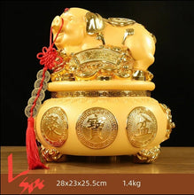 Load image into Gallery viewer, Chinese Feng Shui Wealth Gold Ingot Lucky Money Piggy Bank Statue Home/Office Decor Sculpture Craft Living Room TV Cabinet Fortune Ornament Housewarming Gift