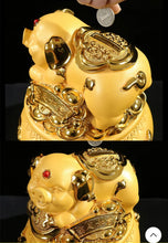 Load image into Gallery viewer, Chinese Feng Shui Wealth Gold Ingot Lucky Money Piggy Bank Statue Home/Office Decor Sculpture Craft Living Room TV Cabinet Fortune Ornament Housewarming Gift