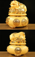 Load image into Gallery viewer, Chinese Feng Shui Wealth Gold Ingot Lucky Money Piggy Bank Statue Home/Office Decor Sculpture Craft Living Room TV Cabinet Fortune Ornament Housewarming Gift