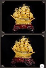 Load image into Gallery viewer, Chinese Feng Shui Good Fortune Wealth Dragon Boat Statue Home/Office Decor Sculpture Craft Living Room TV Cabinet Fortune Ornament Housewarming Gift