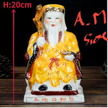 Load image into Gallery viewer, A Pair of Chinese Feng Shui Good Fortune Wealth Blessing Land Lord Earth Gods Statue Home/Office Decor Sculpture Craft Living Room TV Cabinet Fortune Ornament Housewarming Gifts