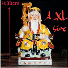 Load image into Gallery viewer, A Pair of Chinese Feng Shui Good Fortune Wealth Blessing Land Lord Earth Gods Statue Home/Office Decor Sculpture Craft Living Room TV Cabinet Fortune Ornament Housewarming Gifts