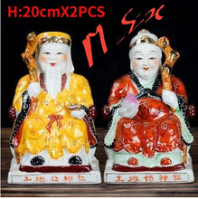 Load image into Gallery viewer, A Pair of Chinese Feng Shui Good Fortune Wealth Blessing Land Lord Earth Gods Statue Home/Office Decor Sculpture Craft Living Room TV Cabinet Fortune Ornament Housewarming Gifts