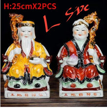 Load image into Gallery viewer, A Pair of Chinese Feng Shui Good Fortune Wealth Blessing Land Lord Earth Gods Statue Home/Office Decor Sculpture Craft Living Room TV Cabinet Fortune Ornament Housewarming Gifts