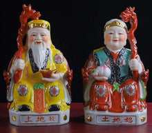 Load image into Gallery viewer, A Pair of Chinese Feng Shui Good Fortune Wealth Blessing Land Lord Earth Gods Statue Home/Office Decor Sculpture Craft Living Room TV Cabinet Fortune Ornament Housewarming Gifts