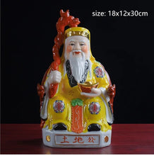 Load image into Gallery viewer, A Pair of Chinese Feng Shui Good Fortune Wealth Blessing Land Lord Earth Gods Statue Home/Office Decor Sculpture Craft Living Room TV Cabinet Fortune Ornament Housewarming Gifts
