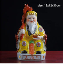 Load image into Gallery viewer, A Pair of Chinese Feng Shui Good Fortune Wealth Blessing Land Lord Earth Gods Statue Home/Office Decor Sculpture Craft Living Room TV Cabinet Fortune Ornament Housewarming Gifts