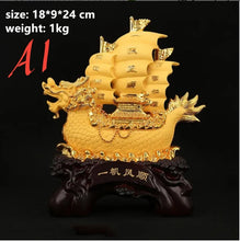 Load image into Gallery viewer, Chinese Feng Shui Good Fortune Wealth Dragon Boat Statue Home/Office Decor Sculpture Craft Living Room TV Cabinet Fortune Ornament Housewarming Gift