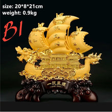 Load image into Gallery viewer, Chinese Feng Shui Good Fortune Wealth Dragon Boat Statue Home/Office Decor Sculpture Craft Living Room TV Cabinet Fortune Ornament Housewarming Gift