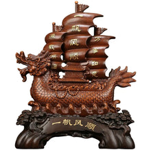 Load image into Gallery viewer, Chinese Feng Shui Good Fortune Wealth Dragon Boat Statue Home/Office Decor Sculpture Craft Living Room TV Cabinet Fortune Ornament Housewarming Gift