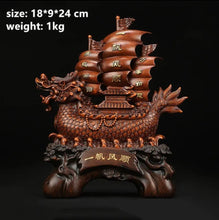 Load image into Gallery viewer, Chinese Feng Shui Good Fortune Wealth Dragon Boat Statue Home/Office Decor Sculpture Craft Living Room TV Cabinet Fortune Ornament Housewarming Gift