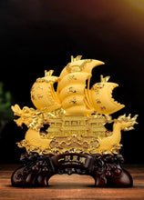Load image into Gallery viewer, Chinese Feng Shui Good Fortune Wealth Dragon Boat Statue Home/Office Decor Sculpture Craft Living Room TV Cabinet Fortune Ornament Housewarming Gift