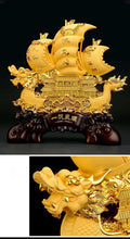 Load image into Gallery viewer, Chinese Feng Shui Good Fortune Wealth Dragon Boat Statue Home/Office Decor Sculpture Craft Living Room TV Cabinet Fortune Ornament Housewarming Gift