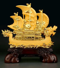 Load image into Gallery viewer, Chinese Feng Shui Good Fortune Wealth Dragon Boat Statue Home/Office Decor Sculpture Craft Living Room TV Cabinet Fortune Ornament Housewarming Gift