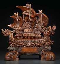 Load image into Gallery viewer, Chinese Feng Shui Good Fortune Wealth Dragon Boat Statue Home/Office Decor Sculpture Craft Living Room TV Cabinet Fortune Ornament Housewarming Gift