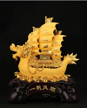 Load image into Gallery viewer, Chinese Feng Shui Good Fortune Wealth Dragon Boat Statue Home/Office Decor Sculpture Craft Living Room TV Cabinet Fortune Ornament Housewarming Gift