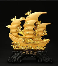 Load image into Gallery viewer, Chinese Feng Shui Good Fortune Wealth Dragon Boat Statue Home/Office Decor Sculpture Craft Living Room TV Cabinet Fortune Ornament Housewarming Gift