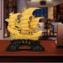 Load image into Gallery viewer, Chinese Feng Shui Good Fortune Wealth Dragon Boat Statue Home/Office Decor Sculpture Craft Living Room TV Cabinet Fortune Ornament Housewarming Gift