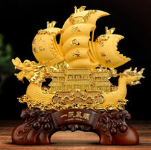 Load image into Gallery viewer, Chinese Feng Shui Good Fortune Wealth Dragon Boat Statue Home/Office Decor Sculpture Craft Living Room TV Cabinet Fortune Ornament Housewarming Gift