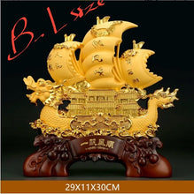 Load image into Gallery viewer, Chinese Feng Shui Good Fortune Wealth Dragon Boat Statue Home/Office Decor Sculpture Craft Living Room TV Cabinet Fortune Ornament Housewarming Gift