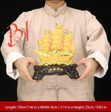 Load image into Gallery viewer, Chinese Feng Shui Good Fortune Wealth Dragon Boat Statue Home/Office Decor Sculpture Craft Living Room TV Cabinet Fortune Ornament Housewarming Gift