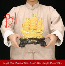 Load image into Gallery viewer, Chinese Feng Shui Good Fortune Wealth Dragon Boat Statue Home/Office Decor Sculpture Craft Living Room TV Cabinet Fortune Ornament Housewarming Gift