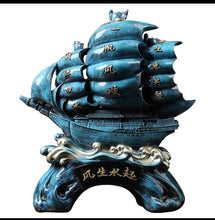 Load image into Gallery viewer, Chinese Feng Shui Good Fortune Wealth Sailboat Statue Home/Office Decor Sculpture Craft Living Room TV Cabinet Fortune Ornament Housewarming Gift